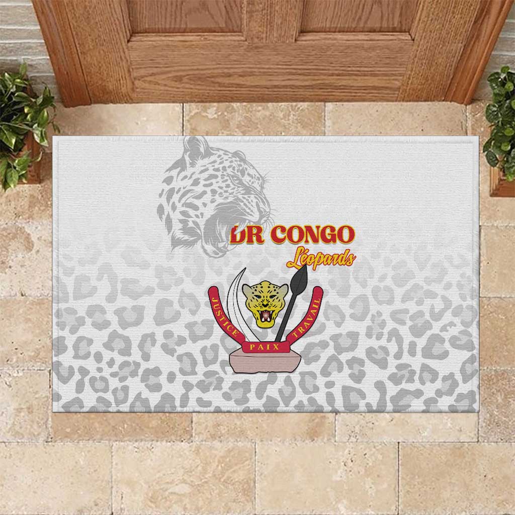 DR Congo Football Rubber Doormat Go Champions Leopards - White - Wonder Print Shop