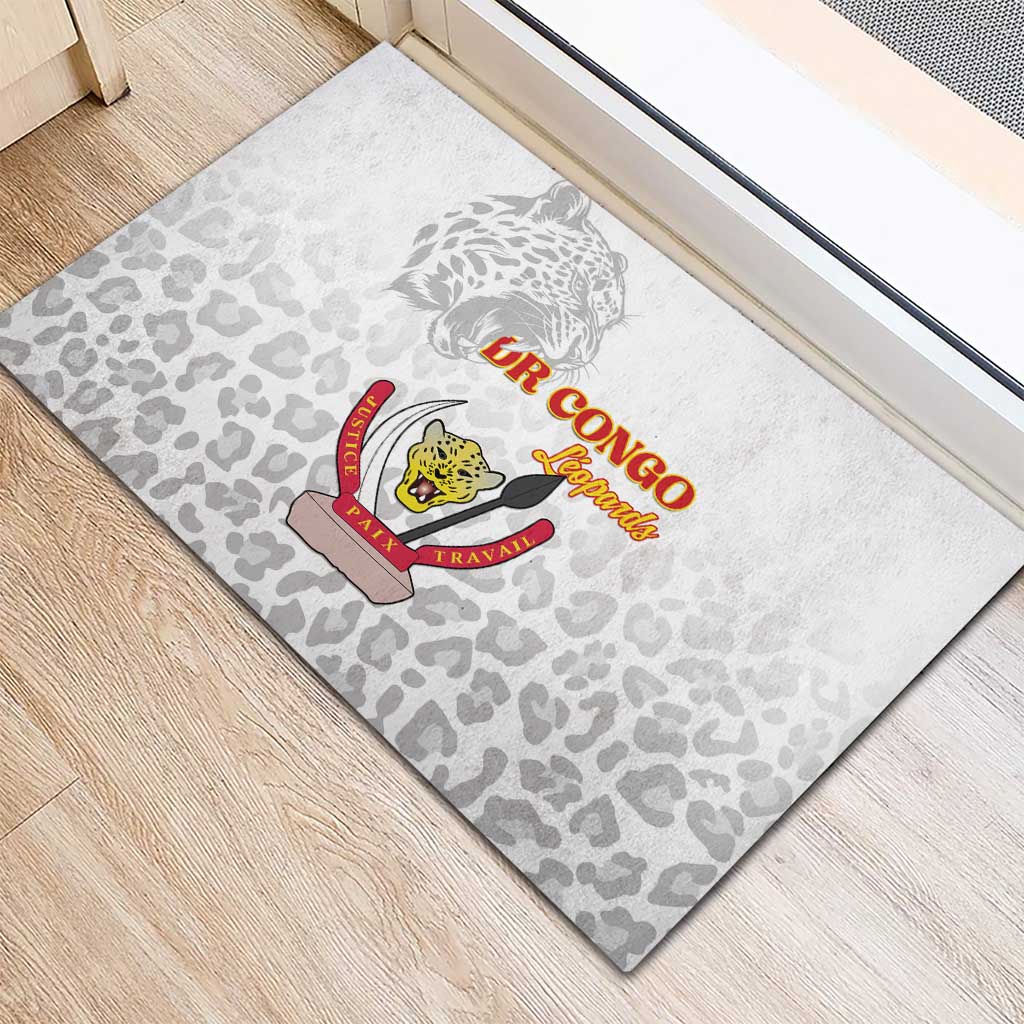 DR Congo Football Rubber Doormat Go Champions Leopards - White - Wonder Print Shop