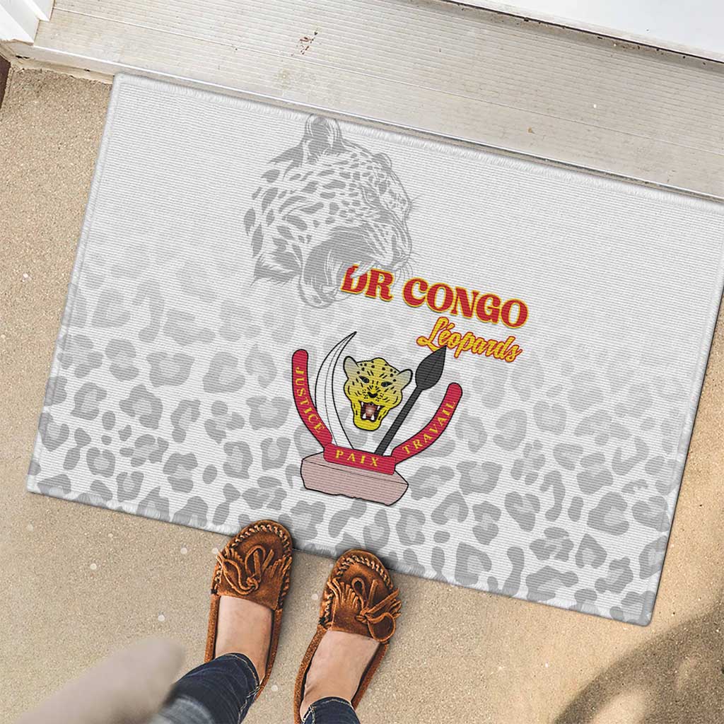 DR Congo Football Rubber Doormat Go Champions Leopards - White - Wonder Print Shop