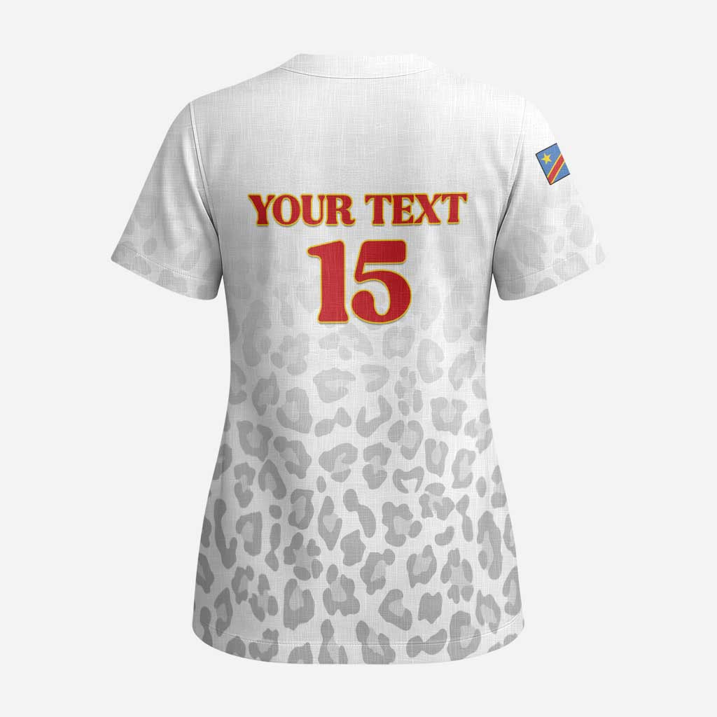 Custom DR Congo Football Scrub Top Go Champions Leopards - White - Wonder Print Shop