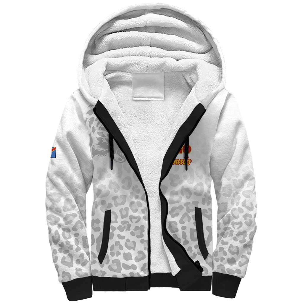 Custom DR Congo Football Sherpa Hoodie Go Champions Leopards - White - Wonder Print Shop