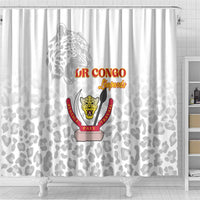 DR Congo Football Shower Curtain Go Champions Leopards - White - Wonder Print Shop