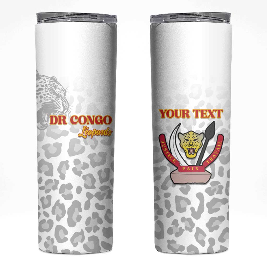 Custom DR Congo Football Skinny Tumbler Go Champions Leopards - White - Wonder Print Shop