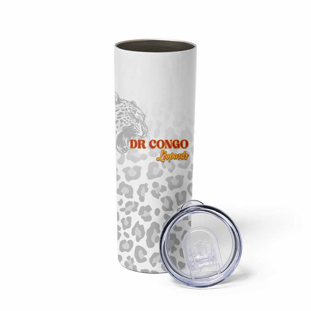 Custom DR Congo Football Skinny Tumbler Go Champions Leopards - White - Wonder Print Shop