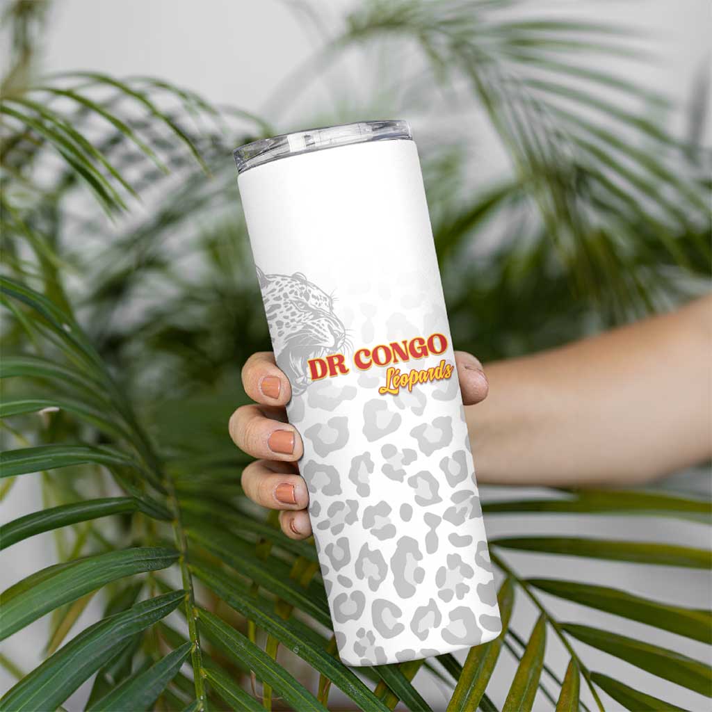 Custom DR Congo Football Skinny Tumbler Go Champions Leopards - White - Wonder Print Shop