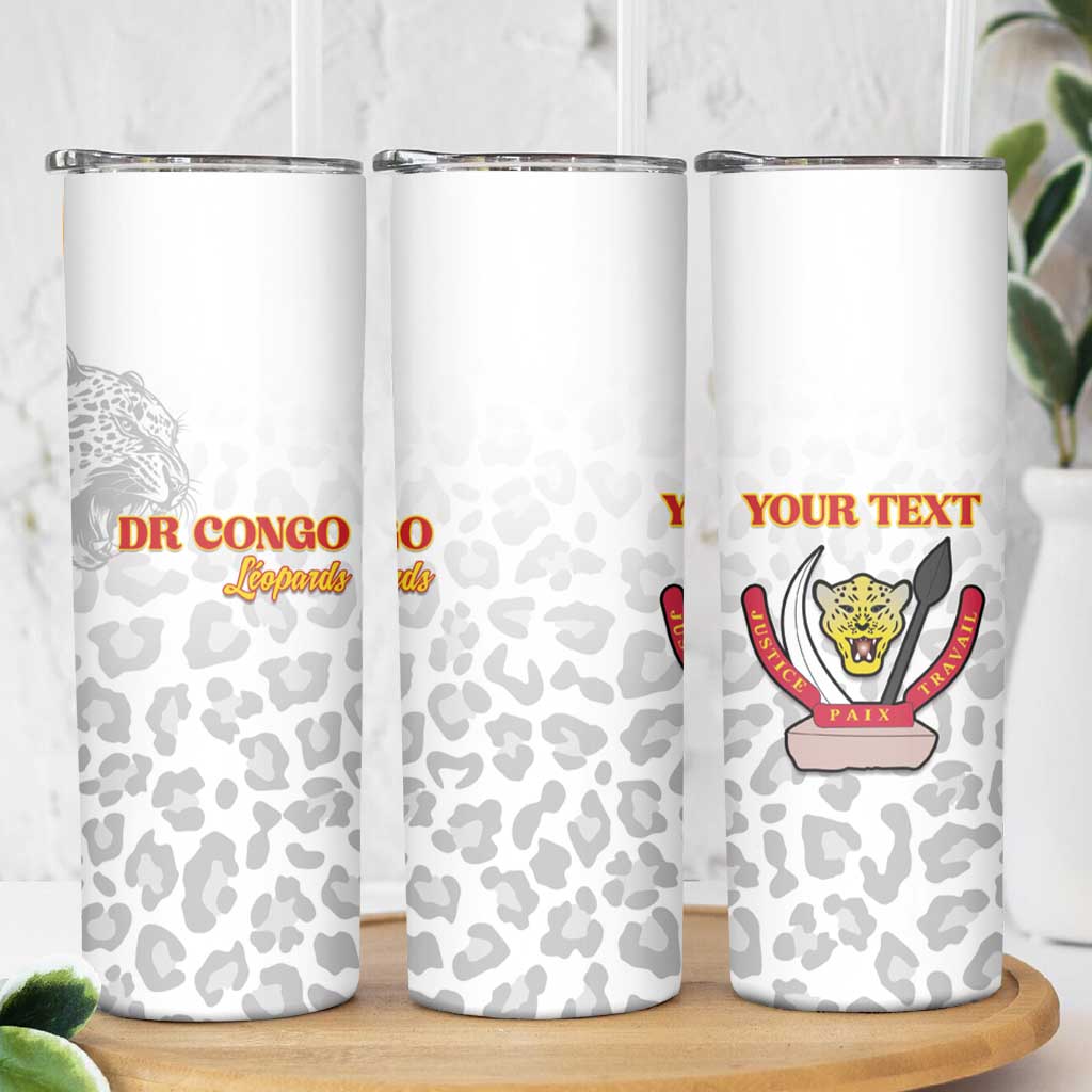 Custom DR Congo Football Skinny Tumbler Go Champions Leopards - White - Wonder Print Shop