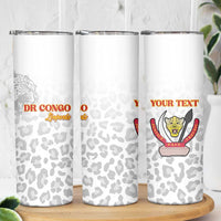 Custom DR Congo Football Skinny Tumbler Go Champions Leopards - White - Wonder Print Shop