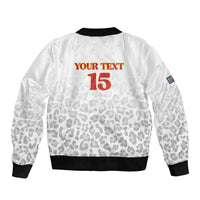 Custom DR Congo Football Sleeve Zip Bomber Jacket Go Champions Leopards - White - Wonder Print Shop