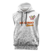 Custom DR Congo Football Sleeveless Hoodie Go Champions Leopards - White - Wonder Print Shop