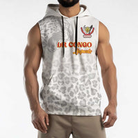 Custom DR Congo Football Sleeveless Hoodie Go Champions Leopards - White - Wonder Print Shop