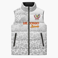 Custom DR Congo Football Sleeveless Puffer Jacket Go Champions Leopards - White - Wonder Print Shop
