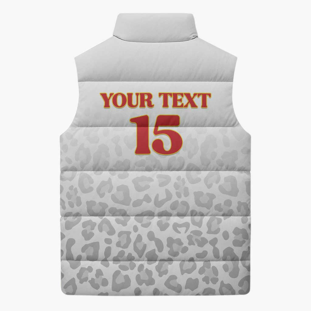 Custom DR Congo Football Sleeveless Puffer Jacket Go Champions Leopards - White - Wonder Print Shop