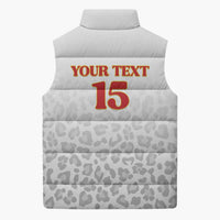 Custom DR Congo Football Sleeveless Puffer Jacket Go Champions Leopards - White - Wonder Print Shop