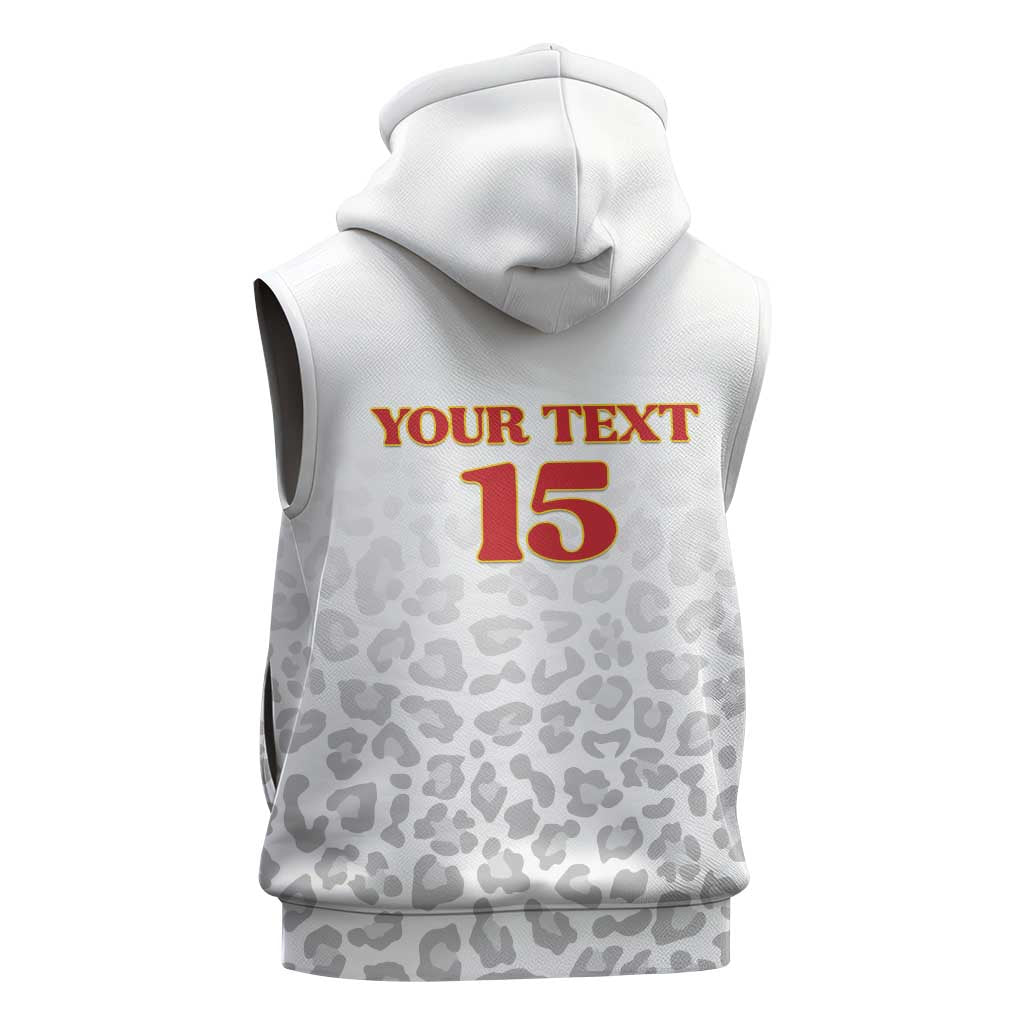Custom DR Congo Football Sleeveless Zip Hoodie Go Champions Leopards - White - Wonder Print Shop