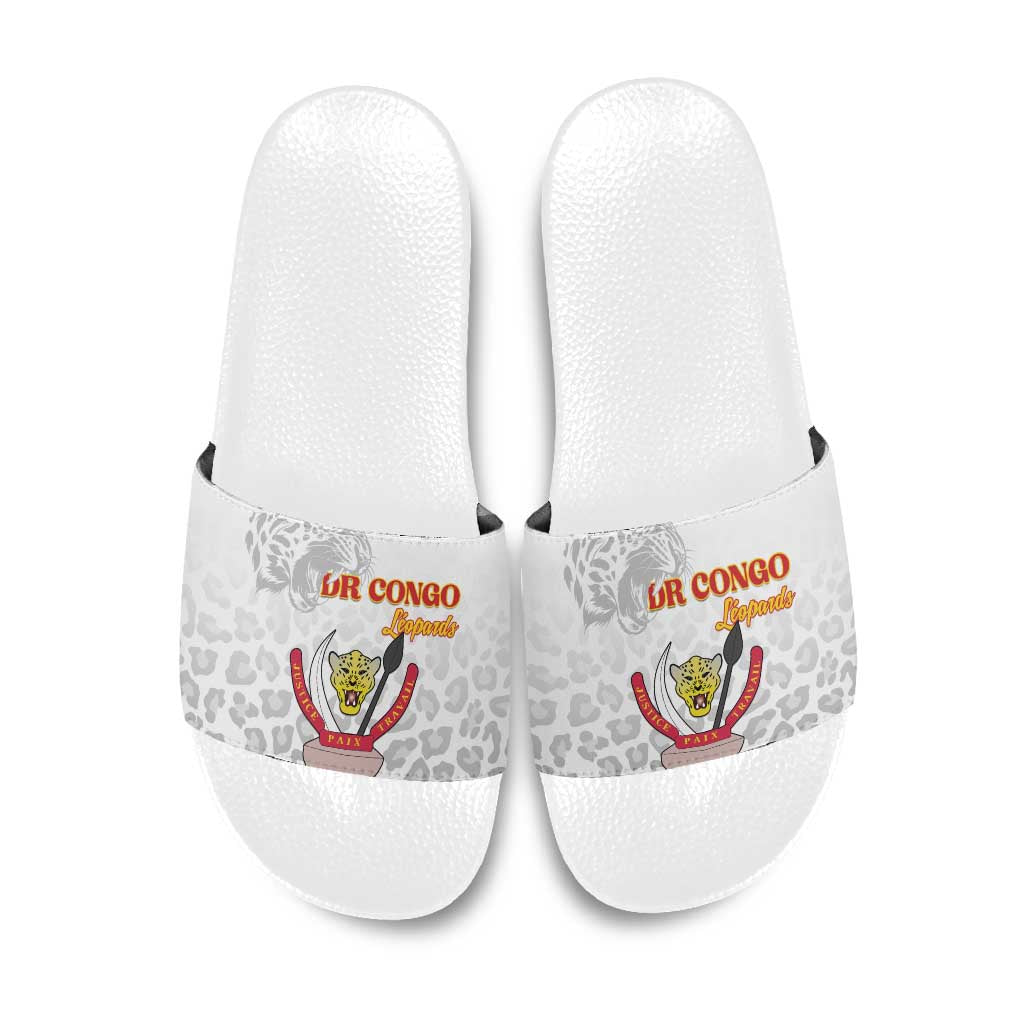DR Congo Football Slide Sandals Go Champions Leopards - White - Wonder Print Shop