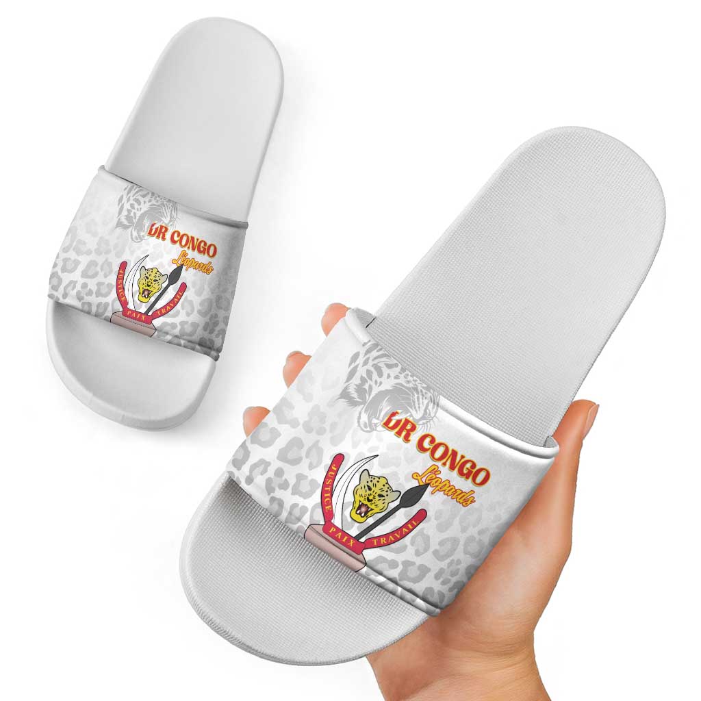 DR Congo Football Slide Sandals Go Champions Leopards - White - Wonder Print Shop