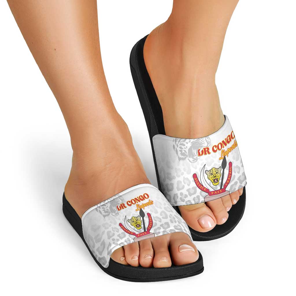 DR Congo Football Slide Sandals Go Champions Leopards - White - Wonder Print Shop