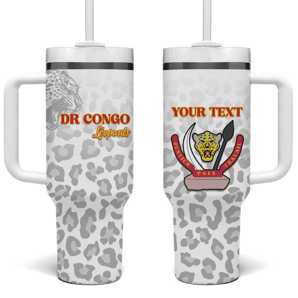 Custom DR Congo Football Tumbler With Handle Go Champions Leopards - White - Wonder Print Shop