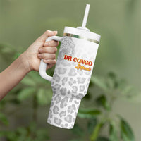 Custom DR Congo Football Tumbler With Handle Go Champions Leopards - White - Wonder Print Shop