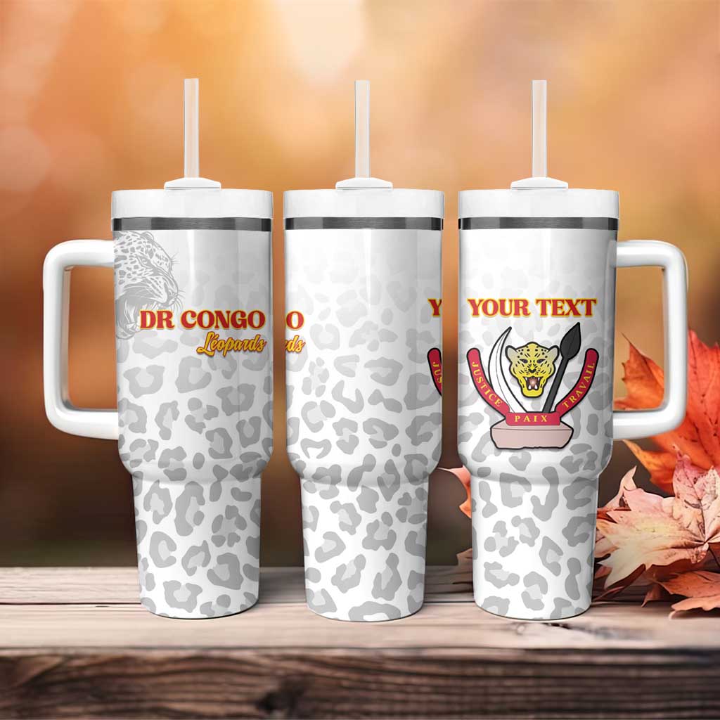 Custom DR Congo Football Tumbler With Handle Go Champions Leopards - White - Wonder Print Shop