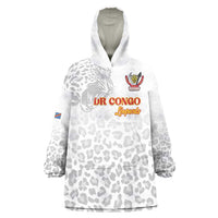 Custom DR Congo Football Wearable Blanket Hoodie Go Champions Leopards - White - Wonder Print Shop