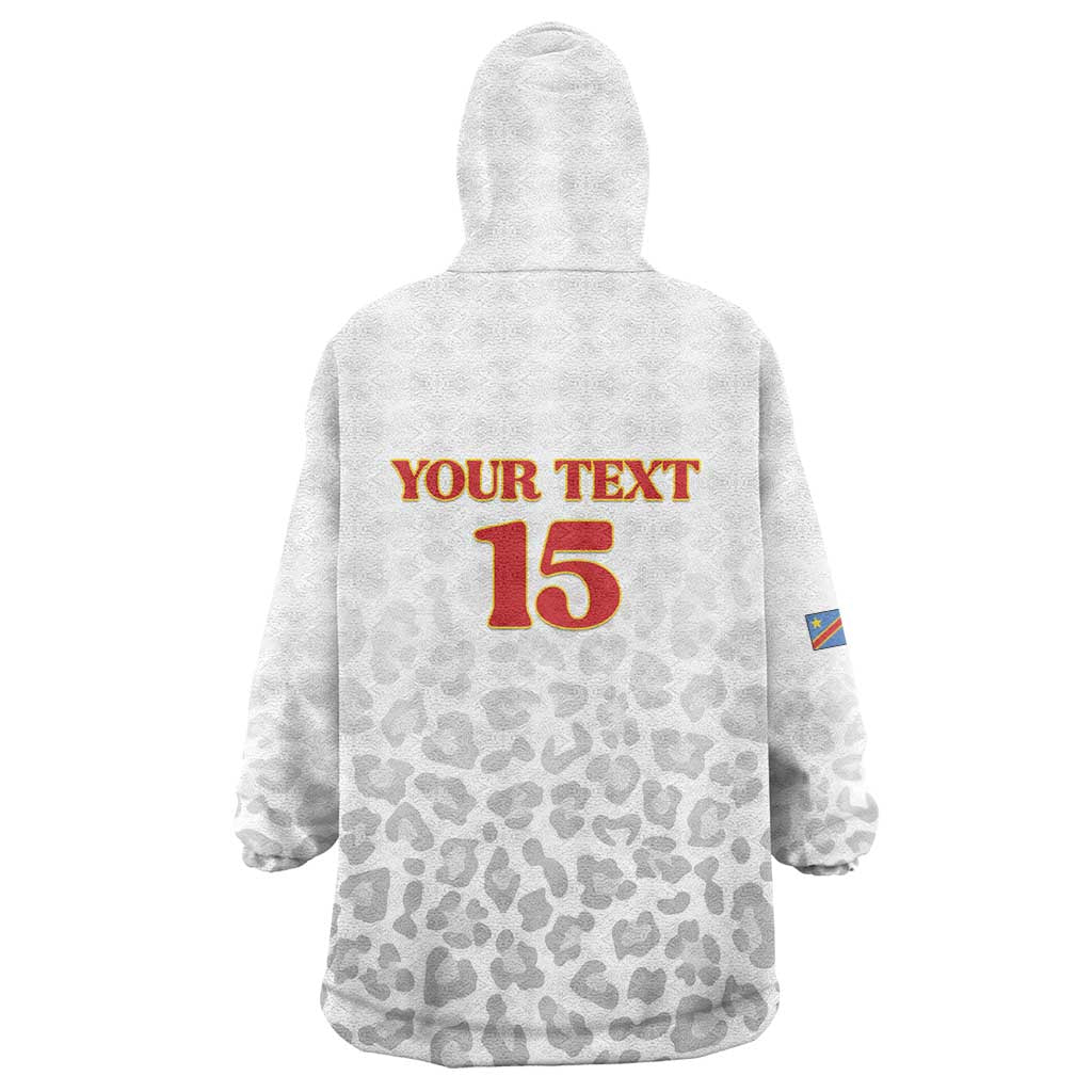 Custom DR Congo Football Wearable Blanket Hoodie Go Champions Leopards - White - Wonder Print Shop