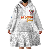 Custom DR Congo Football Wearable Blanket Hoodie Go Champions Leopards - White - Wonder Print Shop