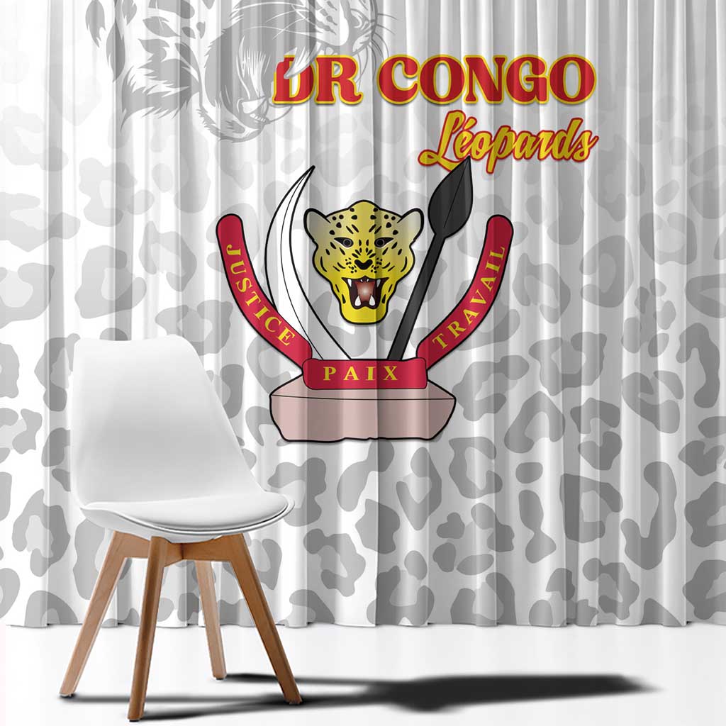 DR Congo Football Window Curtain Go Champions Leopards - White - Wonder Print Shop