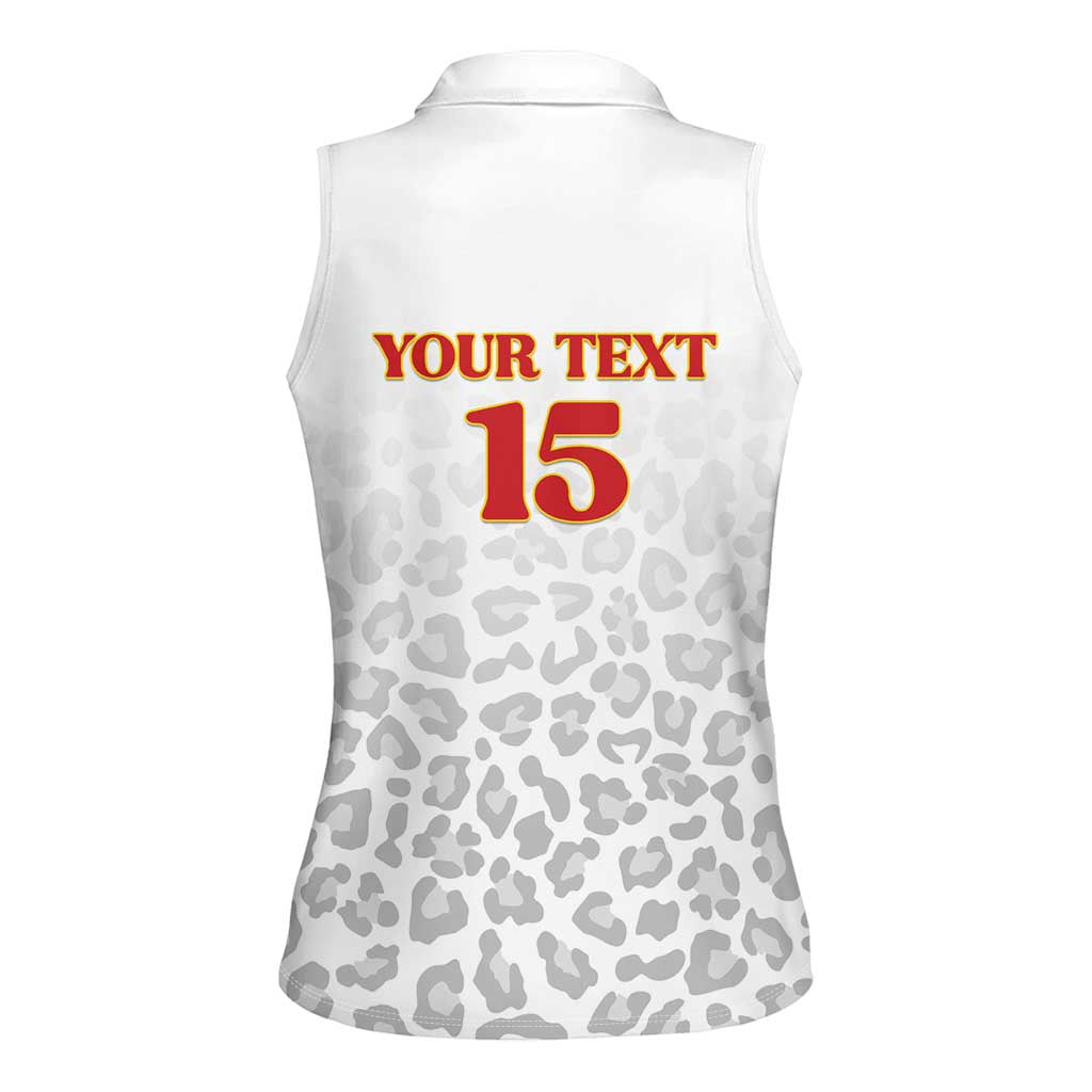 Custom DR Congo Football Women Sleeveless Polo Shirt Go Champions Leopards - White - Wonder Print Shop