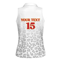 Custom DR Congo Football Women Sleeveless Polo Shirt Go Champions Leopards - White - Wonder Print Shop