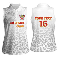 Custom DR Congo Football Women Sleeveless Polo Shirt Go Champions Leopards - White - Wonder Print Shop