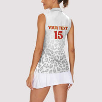 Custom DR Congo Football Women Sleeveless Polo Shirt Go Champions Leopards - White - Wonder Print Shop