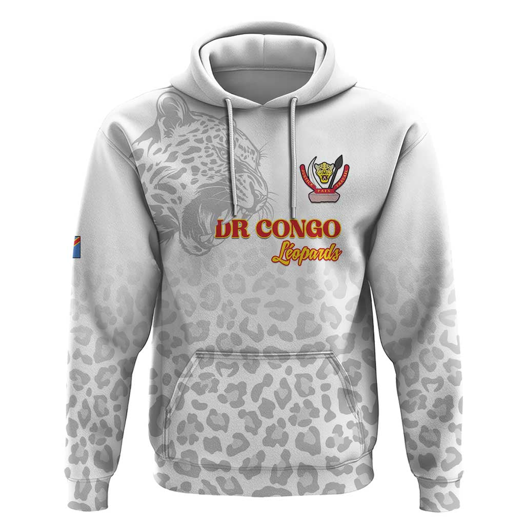 Custom DR Congo Football Zip Hoodie Go Champions Leopards - White - Wonder Print Shop