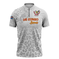 Custom DR Congo Football Zipper Polo Shirt Go Champions Leopards - White - Wonder Print Shop