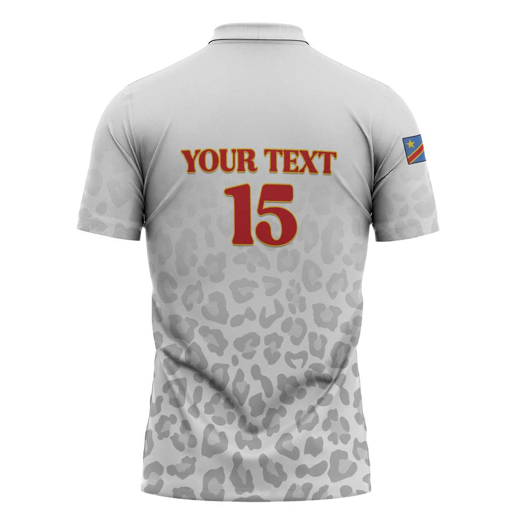 Custom DR Congo Football Zipper Polo Shirt Go Champions Leopards - White - Wonder Print Shop