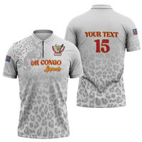 Custom DR Congo Football Zipper Polo Shirt Go Champions Leopards - White - Wonder Print Shop