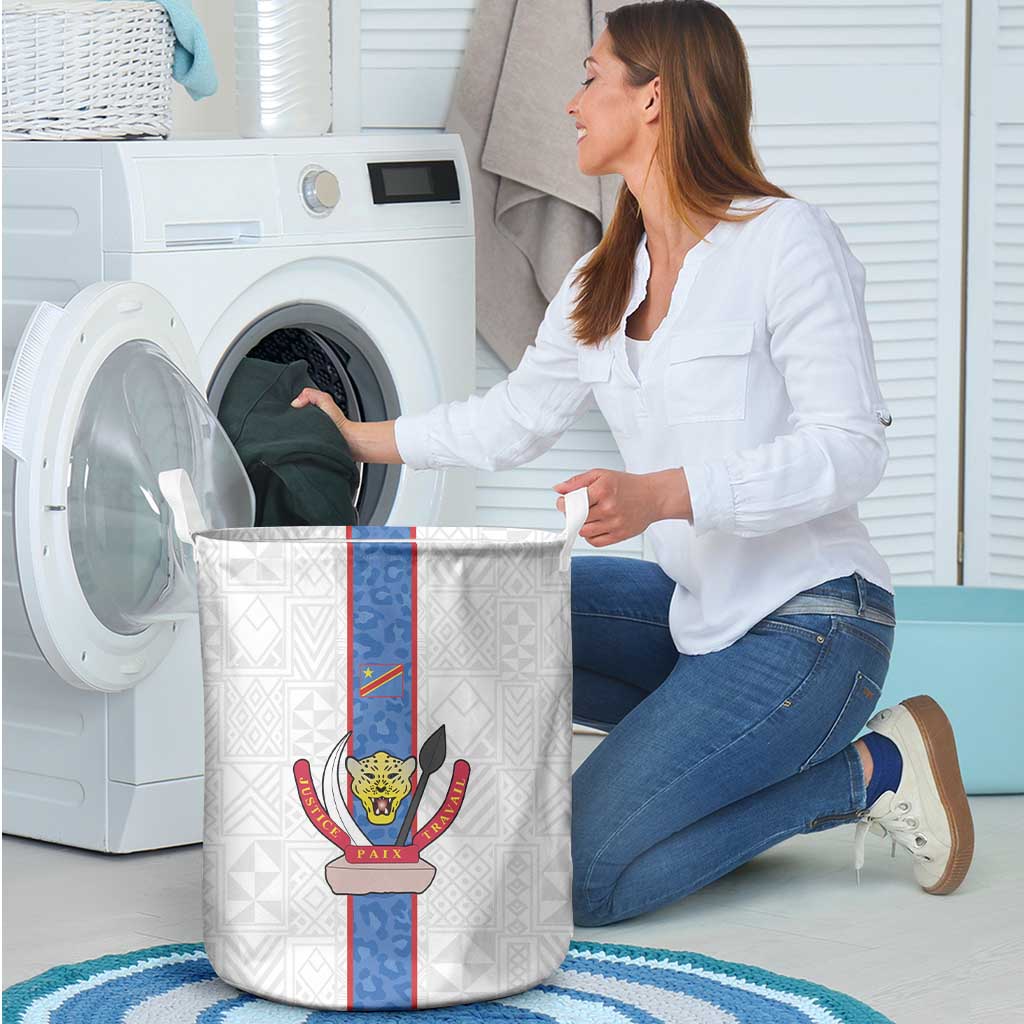 DR Congo Football Laundry Basket Leopards Mix Kuba Raffia Pattern - Wonder Print Shop