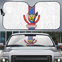 DR Congo Football Auto Sun Shade Leopards Mix Kuba Raffia Pattern - Wonder Print Shop