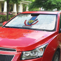 DR Congo Football Auto Sun Shade Leopards Mix Kuba Raffia Pattern - Wonder Print Shop