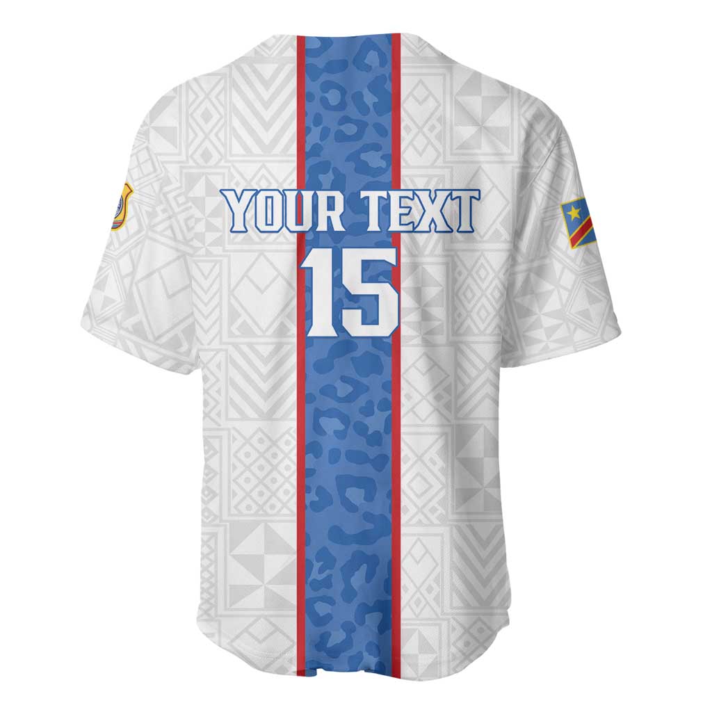 Custom DR Congo Football Baseball Jersey Leopards Mix Kuba Raffia Pattern - Wonder Print Shop