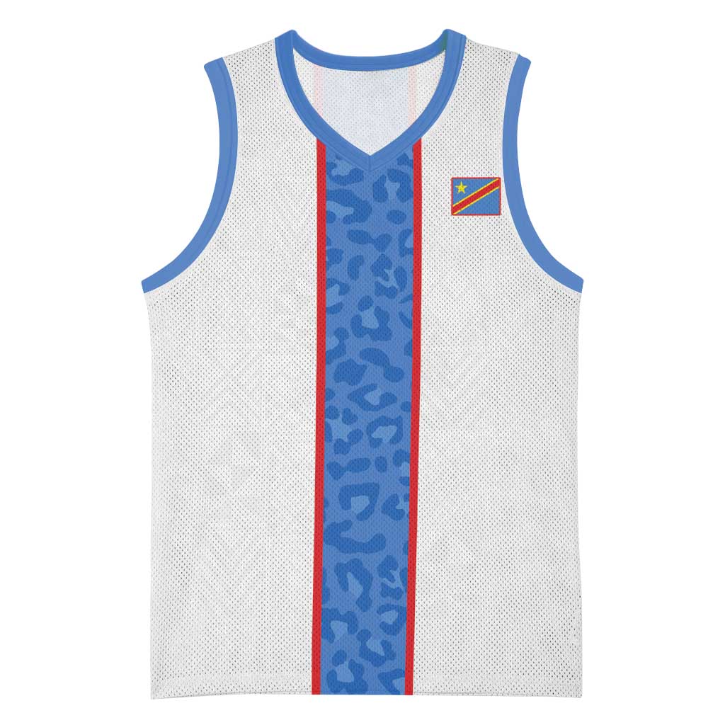 Custom DR Congo Football Basketball Jersey Leopards Mix Kuba Raffia Pattern - Wonder Print Shop