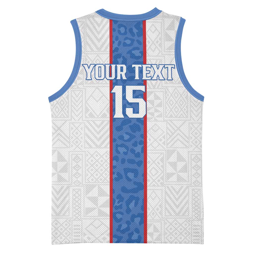 Custom DR Congo Football Basketball Jersey Leopards Mix Kuba Raffia Pattern - Wonder Print Shop