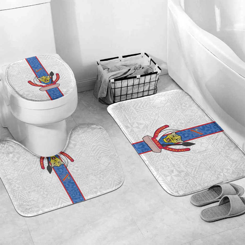 DR Congo Football Bathroom Set Leopards Mix Kuba Raffia Pattern - Wonder Print Shop