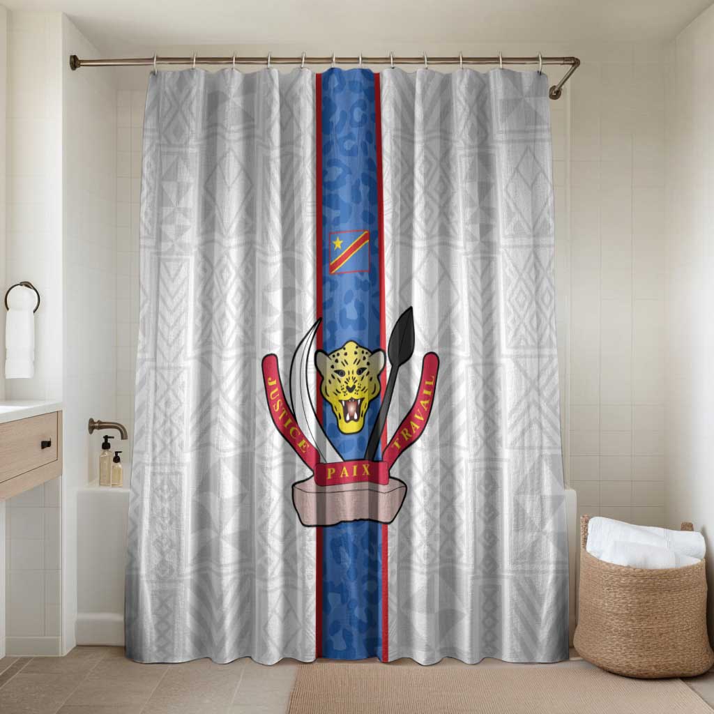 DR Congo Football Bathroom Set Leopards Mix Kuba Raffia Pattern - Wonder Print Shop