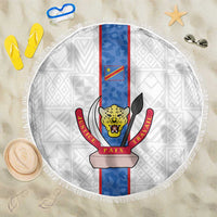 DR Congo Football Beach Blanket Leopards Mix Kuba Raffia Pattern - Wonder Print Shop