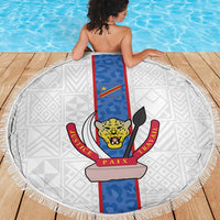 DR Congo Football Beach Blanket Leopards Mix Kuba Raffia Pattern - Wonder Print Shop