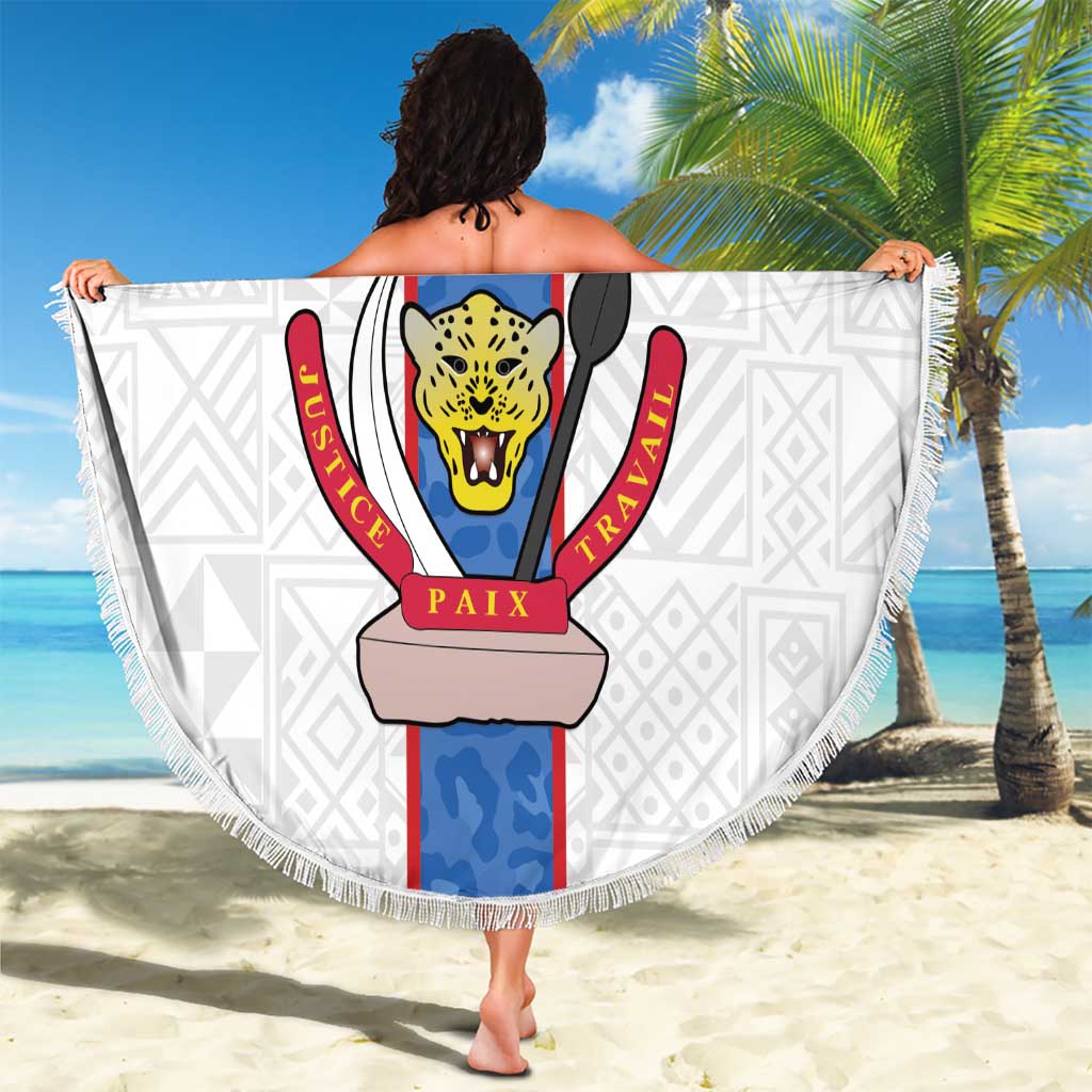 DR Congo Football Beach Blanket Leopards Mix Kuba Raffia Pattern - Wonder Print Shop