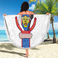 DR Congo Football Beach Blanket Leopards Mix Kuba Raffia Pattern - Wonder Print Shop