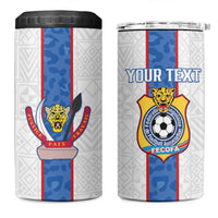 Custom DR Congo Football 4 in 1 Can Cooler Tumbler Leopards Mix Kuba Raffia Pattern - Wonder Print Shop