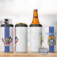 Custom DR Congo Football 4 in 1 Can Cooler Tumbler Leopards Mix Kuba Raffia Pattern - Wonder Print Shop